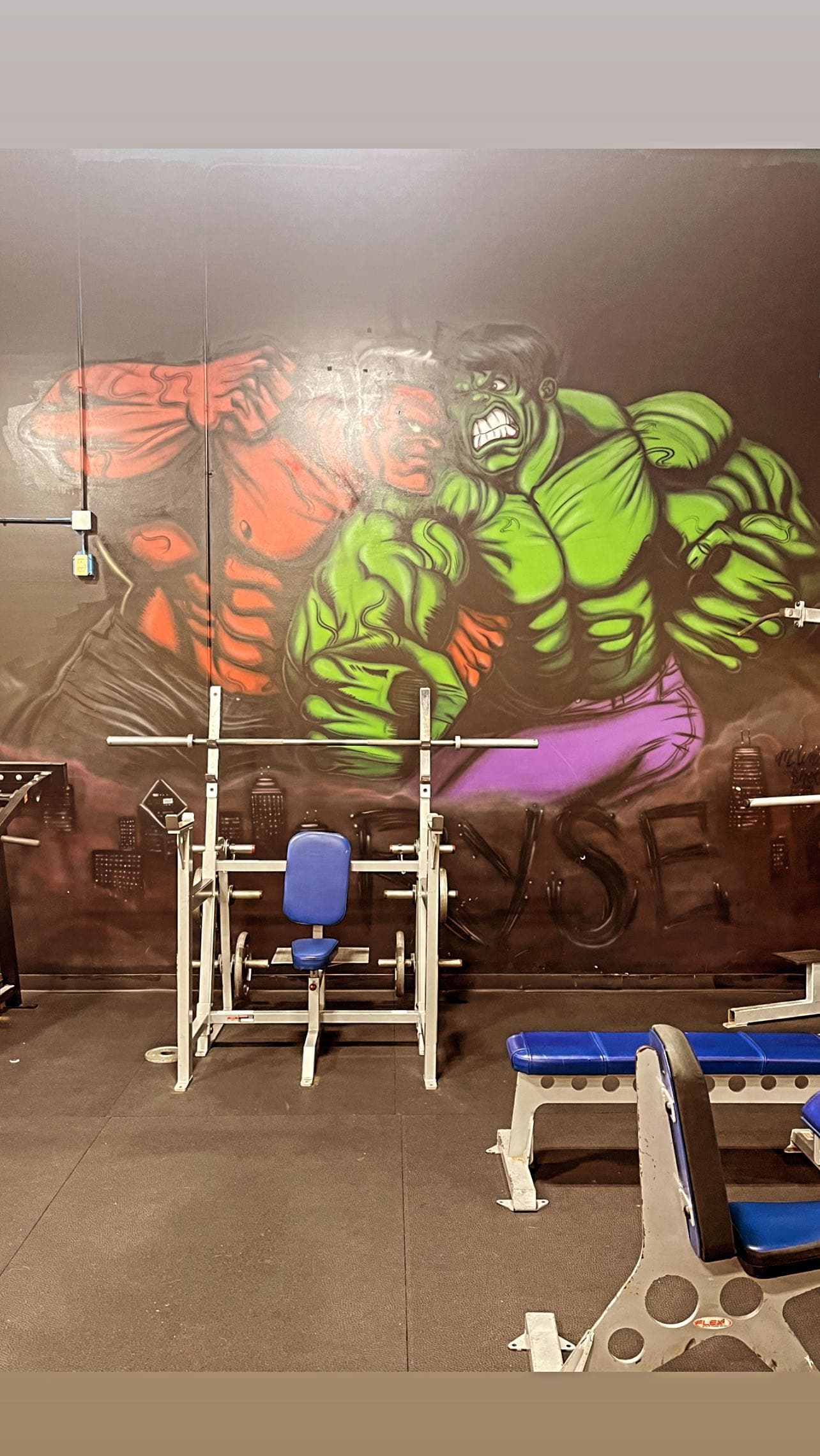 Hulk mural at Ryse Athletic Club